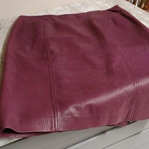 Distressed Plum Leather Skirt Size M